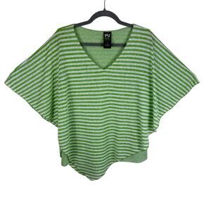 Pure Essence Urbanology Green Striped Lightweight Sweater Poncho Tank Under Sz S